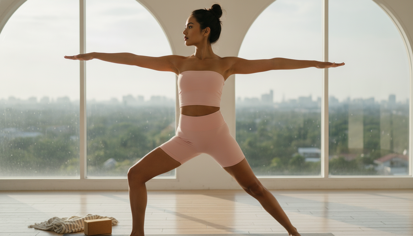 Strapless Yoga Set: High-Waist Shorts & Studio Style